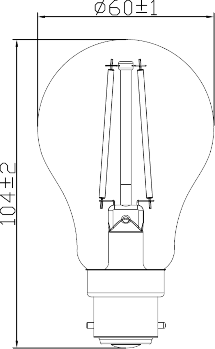 Knightsbridge: GLSD8ABCC, Dimmable LED Filament Lamp, 8W, Warm White 2700K, B22, 1120lm