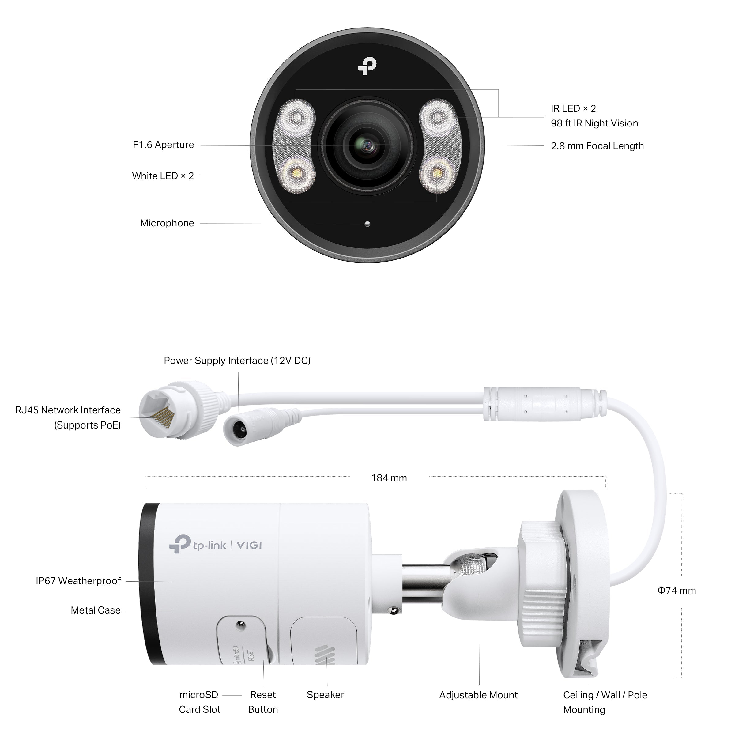 TP-Link VIGI InSight S345 4MP Full-Colour Outdoor Bullet Camera | 2.8mm/4mm Lens, IP67, PoE, AI Detection, Two-Way Audio | SKU: INSIGHT S345