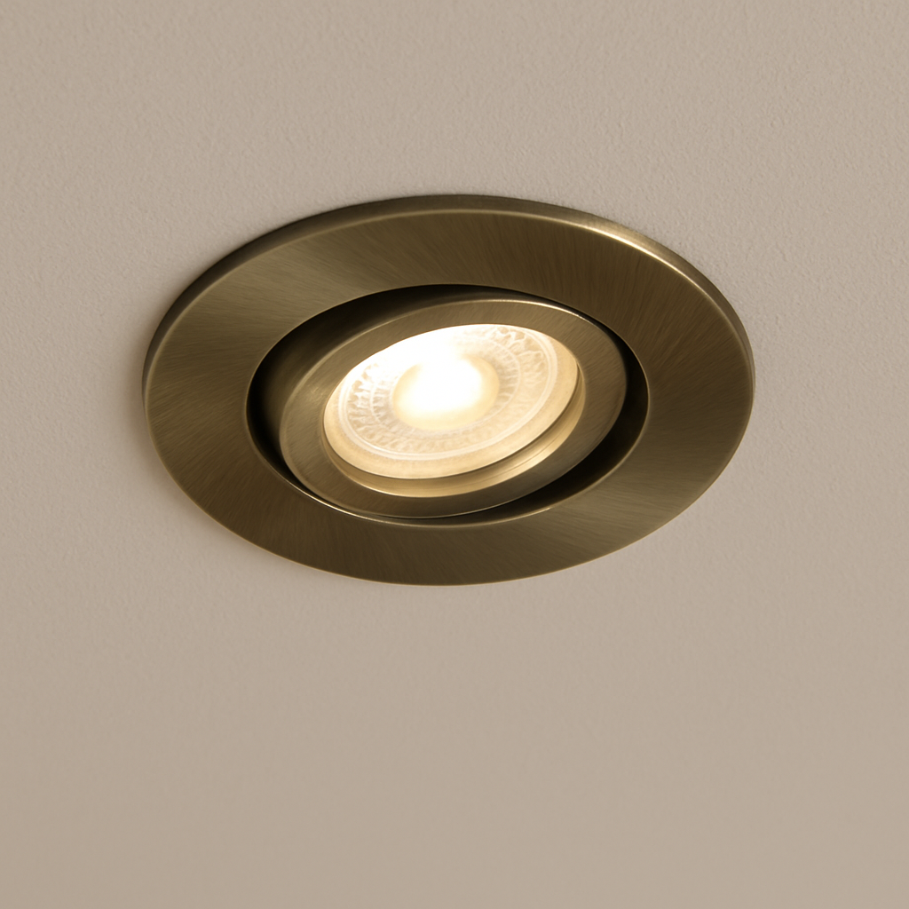 Knightsbridge: FRNTAB, FireRated Tilt GU10 Downlight, Antique Brass, 7W, IP20, Tool-Free Installation, 230V