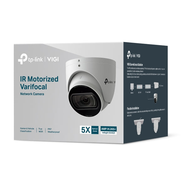 TP-Link VIGI InSight S445ZI 4MP IR Motorised Varifocal Turret Camera | 5x Optical Zoom, IP67, PoE, AI Detection, Two-Way Audio | SKU: INSIGHT S445ZI