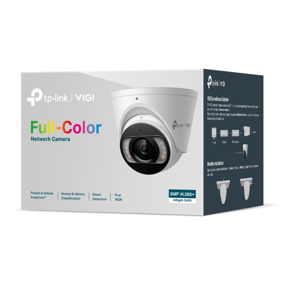 TP-Link VIGI InSight S455 5MP Outdoor Full-Colour Turret Network Camera – 2.8mm/4mm Lens, H.265+, AI Smart Detection | SKU: Insight S455