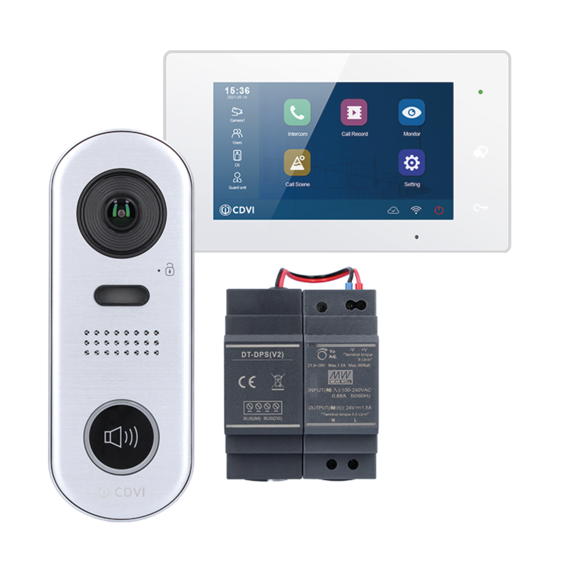 CDVI: CDV-4791S-DXW, 2-Wire Video Entry Kit, WiFi Monitor, 1-Button Door Station