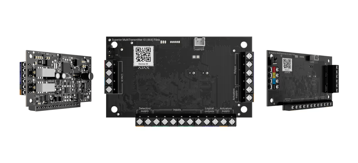 Ajax: ITM005639, Superior MultiTransmitter IO (4X4) Fibra, Wired Module, 4 Inputs & Outputs, Long-Distance Connectivity