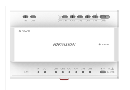 HikVision: DS-KAD706Y, Two-Wire Video Intercom Distributor, 6-Port, 24VDC, White